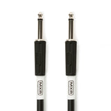 The image shows two MXR professional instrument cables with 1/4" mono TS plugs featuring chrome plating. The cables have black bodies with white center sections, displaying the MXR brand on both the cable and connector housings. Designed for high-quality audio connections, these cables are commonly used with guitars, basses, keyboards, and other instruments for reliable signal transmission in studio or live settings.