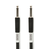 The image shows two identical black instrument cables with 1/4 inch (6.35mm) TS mono straight plugs, featuring white sections with "MXR" branding. Commonly used for electric guitars, basses, keyboards, and other electronic instruments, these cables connect instruments to amps, pedals, or audio equipment. The MXR logo indicates they are from the well-known music gear manufacturer.