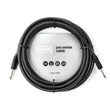 The image shows an MXR Pro Series 20-foot instrument cable, model DCIX20, with black connectors and cable. It features standard 1/4" plugs, is labeled "Artist Gear," and includes a limited lifetime warranty. Designed for electric guitars, basses, and keyboards, this professional-grade cable is known for durability and high-quality audio performance.