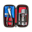 Tool kit with pliers and screwdrivers on a white background