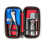 Tool kit with pliers and screwdrivers on a white background