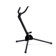 A black saxophone stand on a white background
