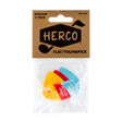HERCO flat/thumbpick packaging with three picks inside on a white background