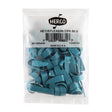 Packaged blue plastic thumbpicks with Herco branding on a white background