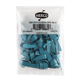 Packaged blue plastic thumbpicks with Herco branding on a white background