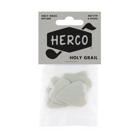 Pack of Herco Holy Grail guitar picks on a white background