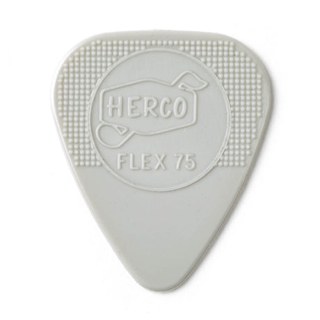 Gray guitar pick with 'HERCO' branding on a white background