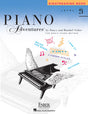 The image shows the cover of "Sightreading Book Level 2A" from the Faber Piano Adventures series by Nancy and Randall Faber. It features a black and white grand piano with stylized wings on a blue-to-white gradient background. Key topics like major/minor scales, 5-finger scales, bass clef patterns, and musical symbols are highlighted around the piano. Published by Hal Leonard, it focuses on developing intermediate beginner sight-reading skills.