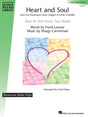 The image shows the cover of Hal Leonard’s Student Piano Library sheet music for "Heart and Soul," a duet for one piano, four hands, at early intermediate Level 4. Words by Frank Loesser, music by Hoagy Carmichael, arranged by Carol Klose. Part of the "Showcase Solos Pops" series, the cover features a heart over a pastel mosaic background. Designed for intermediate piano students for duet play.