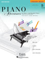 The image shows the cover of "Piano Adventures Theory Book Level 3A, 2nd Edition" by Nancy and Randall Faber with Victoria McArthur. It features a grand piano with wings surrounded by colorful musical notes and symbols. Published by Faber Piano Adventures and distributed by Hal Leonard, this intermediate method book includes writing, games, eye-training, and ear-training components to support music theory learning.