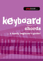 The image shows a music instruction book titled "keyboard chords" with a purple/magenta gradient cover. It features large white text, the subtitle "...a handy beginner's guide!", a "playbook" logo in the top right, and a stylized piano keys graphic along the bottom. This beginner-focused guide is designed to help new keyboard players learn chords and fingerings.