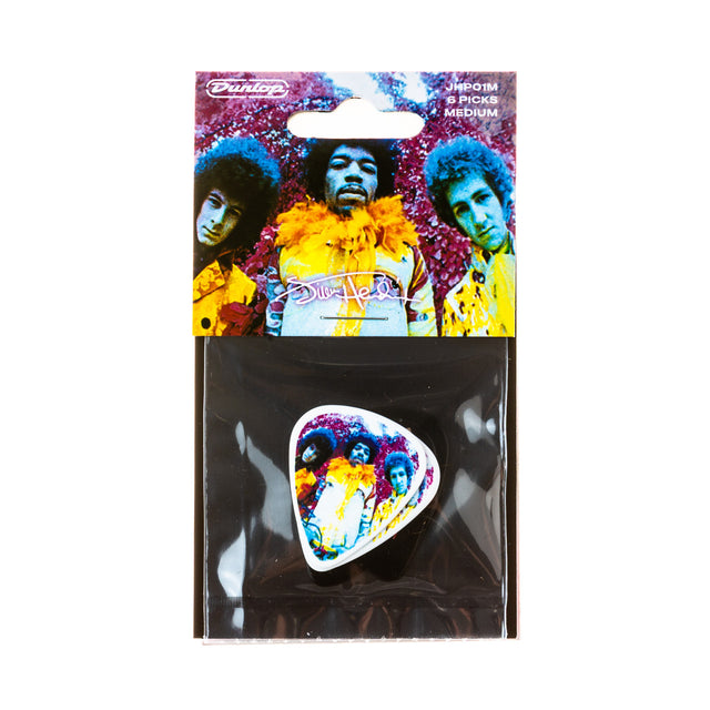 Jimi Hendrix pick pack on a white background