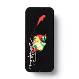 Black Jimi Hendrix pick tin on a white background