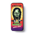 Kirk Hammett pick tin with monster artwork on a white background