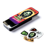 Kirk Hammett pick tin with pick assortment on a white background
