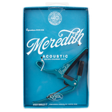 Blue Kyser Meredith guitar capo box with capo visible inside