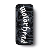 Black Motorhead pick tin on a white background