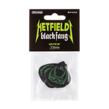 Packaged guitar picks with 'Hetfield Black Fang' branding on a white background