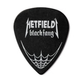 Black guitar pick with 'Hetfield Black Fang' text on a white background