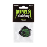 Pack of guitar picks with Hetfield Black Fang branding on a white background