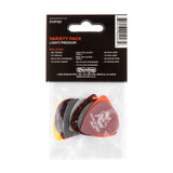 Pack of Dunlop guitar picks with a variety pack label on a white background