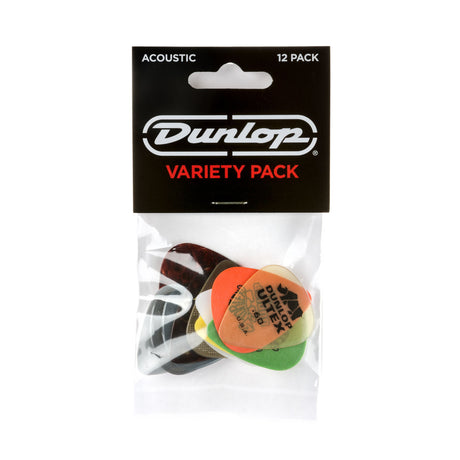 Dunlop acoustic guitar pick variety pack with packaging on a white background
