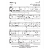 The image shows page 25 of the piano/vocal sheet music for "Memory" from the musical CATS. It includes the title, credits to Andrew Lloyd Webber, Trevor Nunn, and Sharon Aaronson, with markings for tempo ("Slowly"), 4/4 time, key of B♭ major, dynamics (mp), and legato style. The score features vocal melody with lyrics and piano accompaniment, presented in a clean, professional publication.