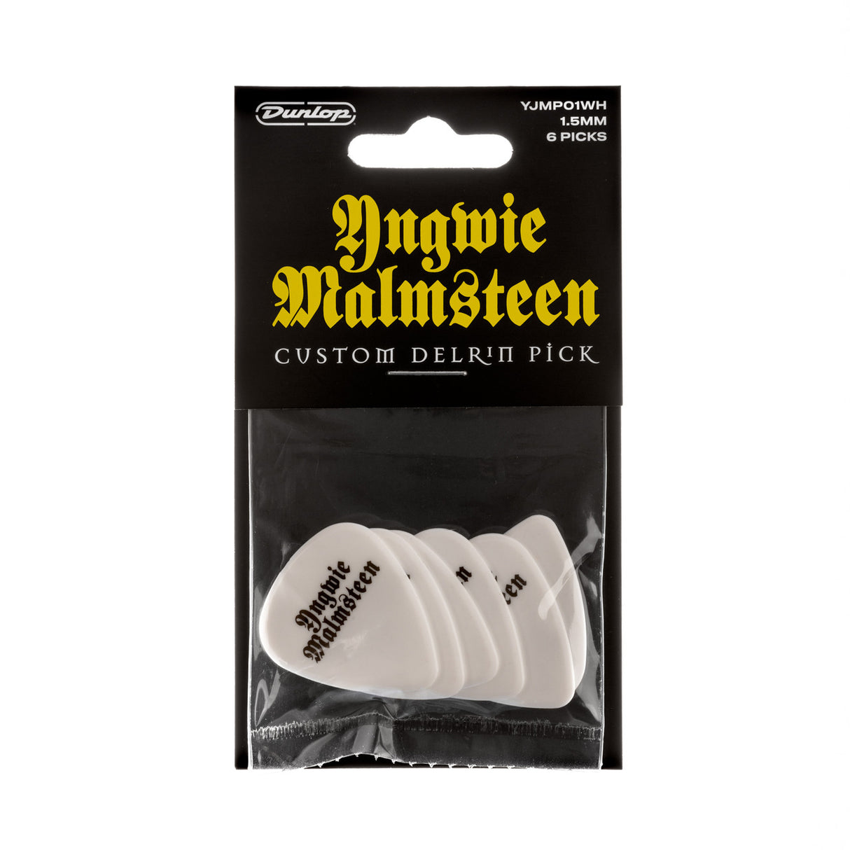 Pack of Yngwie Malmsteen custom delrin guitar picks with Dunlop branding.