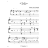 The image shows a page of sheet music for "So This Is Love" from Disney's Cinderella, arranged for piano with treble and bass clefs. It features a 3/4 time signature, "Slowly, gently" tempo, dynamic markings (mp, mf), visible lyrics, and chord symbols. The piece is a simplified intermediate-level arrangement, published by Walt Disney Music Company, with professional typesetting and measure numbers for easy reading.
