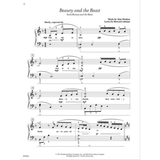 The image shows sheet music for Disney's "Beauty and the Beast," composed by Alan Menken with lyrics by Howard Ashman. It features a piano/vocal arrangement in 4/4 time, B♭ major key, marked "Slowly, expressively," with treble and bass clefs, lyrics under the melody, dynamics like "mp" and "pp," measure numbers, rehearsal letters, slurs, and chord progressions, presented in a professional music publishing format.