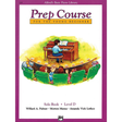 The image shows the cover of Alfred's Basic Piano Library "Prep Course for the Young Beginner" Solo Book, Level D. It features a young student playing an upright piano on stage with children seated in green chairs watching. The cover has a purple border and lists authors Willard A. Palmer, Morton Manus, and Amanda Vick Lethco. This beginner piano method book is designed for young children starting piano lessons.