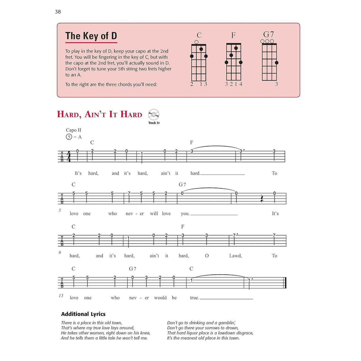 Music sheet with chords and lyrics on a white background