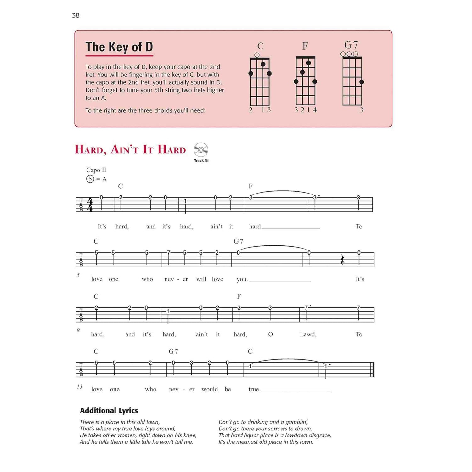 Music sheet with chords and lyrics on a white background