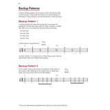Music sheet with backup patterns for guitar tablature and notation