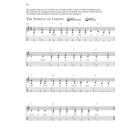 Sheet music for 'The Streets of Laredo' with chord symbols and lyrics for mandolin.