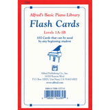Flash cards packaging for Alfred's Basic Piano Library with piano illustration and text.