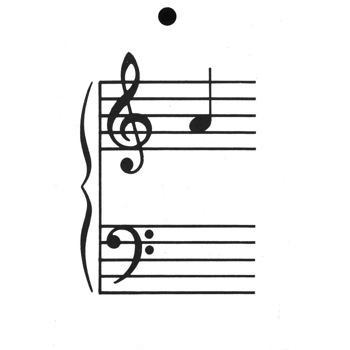 Black musical notes and symbols on a white background