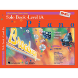 The image shows the cover of Alfred's Basic Piano Library Solo Book Level 1A, marked "Top Hits!" It features a vibrant orange background with colorful graphics like stars, CDs, a movie camera, and a clapperboard. The cover highlights popular songs from Broadway, TV, and movies, including "The Brady Bunch" and "Climb Ev'ry Mountain." This beginner piano method book is published by Alfred Music and Hal Leonard.