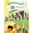 Book cover of 'Alfred's Kid's Drum Course 1' with children playing drums and colorful design.