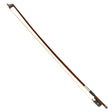 4/4 size Cello bow with brown stick and white hair on a white background