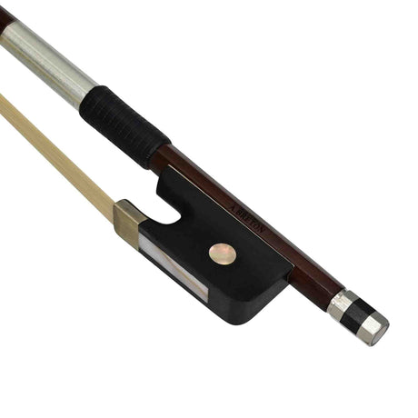 Anton Breton Cello bow with brown frog and white hair on a white background