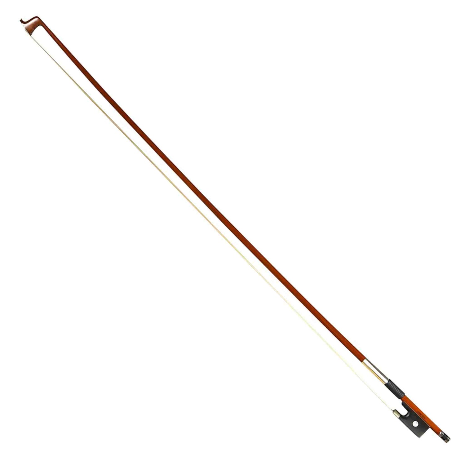 Anton Breton 1/2 size Violin bow with brown stick and white hair on a white background