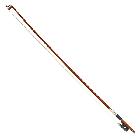Anton Breton 1/2 size Violin bow with brown stick and white hair on a white background