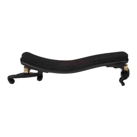 Black Anton Brenton Violin Shoulder rest with gold accents on a white background