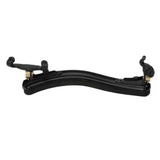 The underside of a black Anton Breton violin shoulder rest on a white background