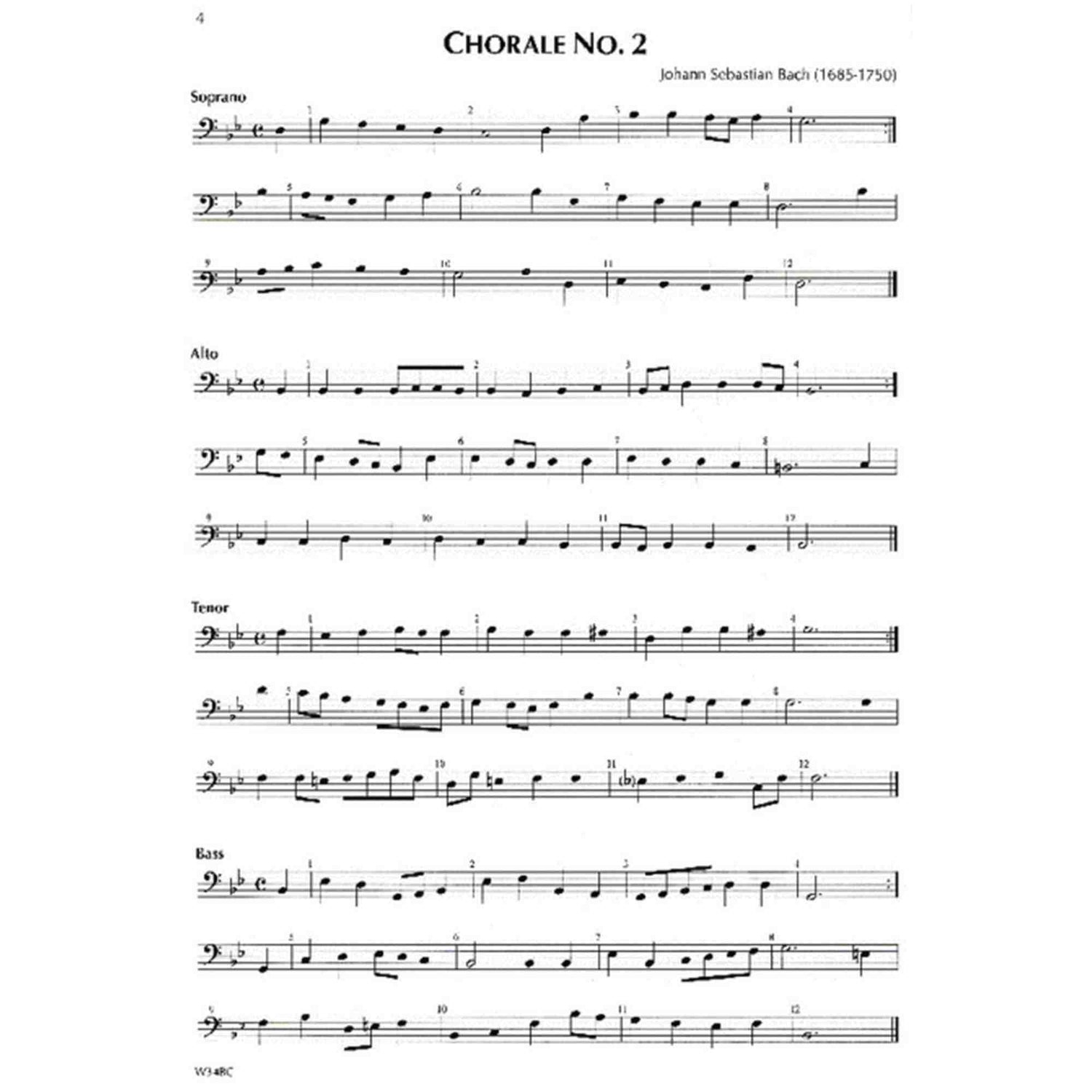 Sheet music for Chorale No. 2 by Johann Sebastian Bach on a white background