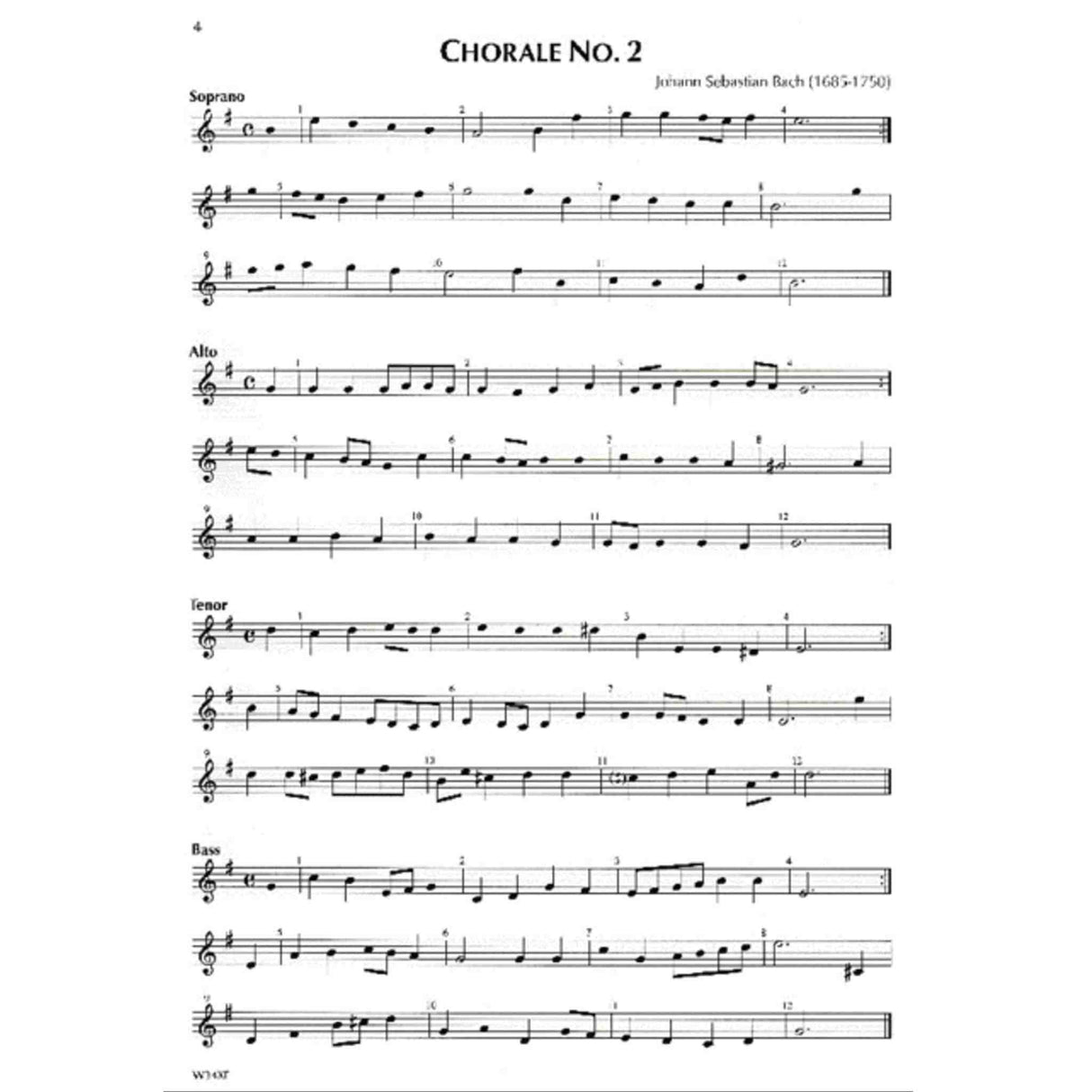 Sheet music for Chorale No. 2 by Johann Sebastian Bach for Saxophone on a white background