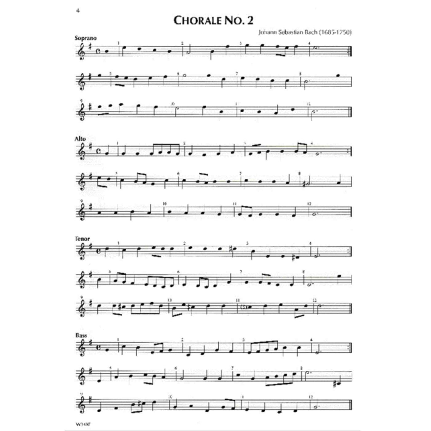 Sheet music for Chorale No. 2 by Johann Sebastian Bach for Saxophone on a white background