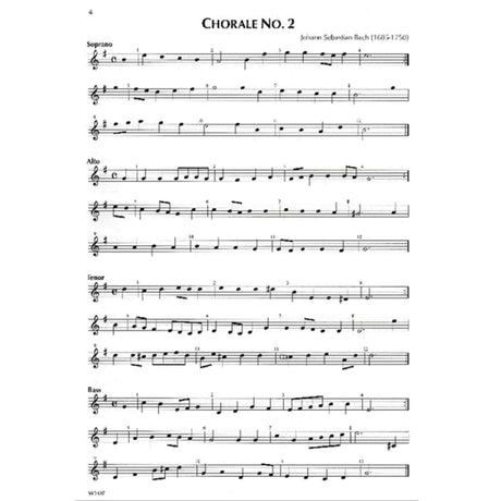 Sheet music for Chorale No. 2 by Johann Sebastian Bach for Saxophone on a white background