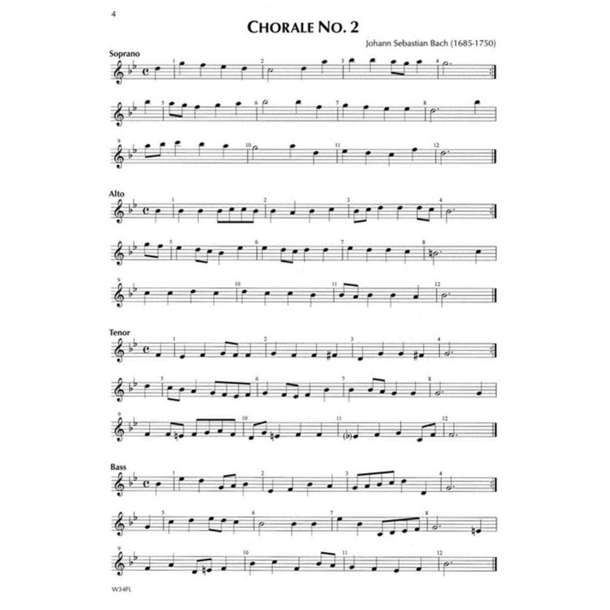 Sheet music for Chorale No. 2 by Johann Sebastian Bach with musical notation.
